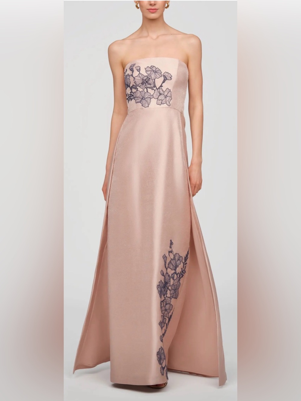 NEW Kay Unger Chandler Embroidered Floral Walk Thru Metallic Organza Gown sz 16